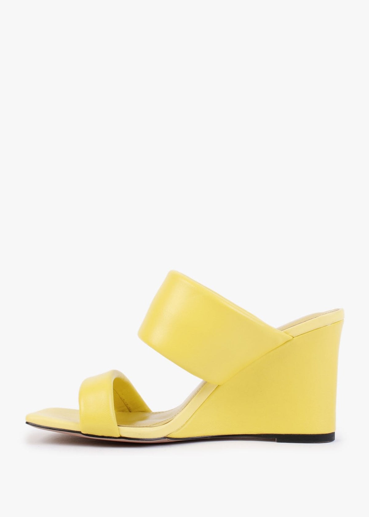 Selegant Yellow Leather Wedge Sandals