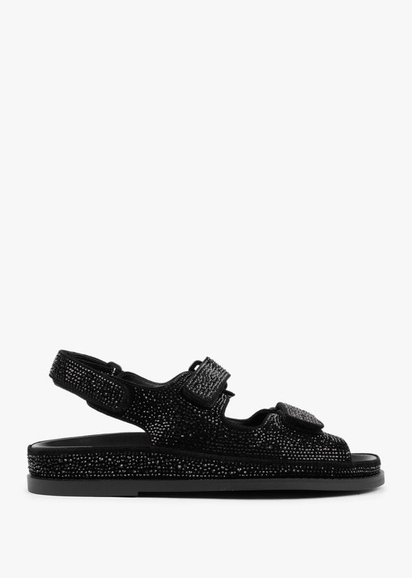 Sissy Black Diamante Embellished Sandals