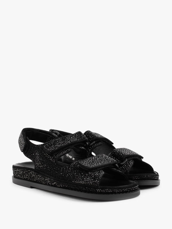 Sissy Black Diamante Embellished Sandals