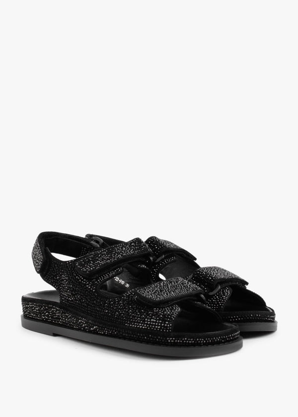 Sissy Black Diamante Embellished Sandals