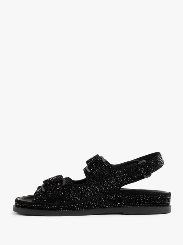 Sissy Black Diamante Embellished Sandals