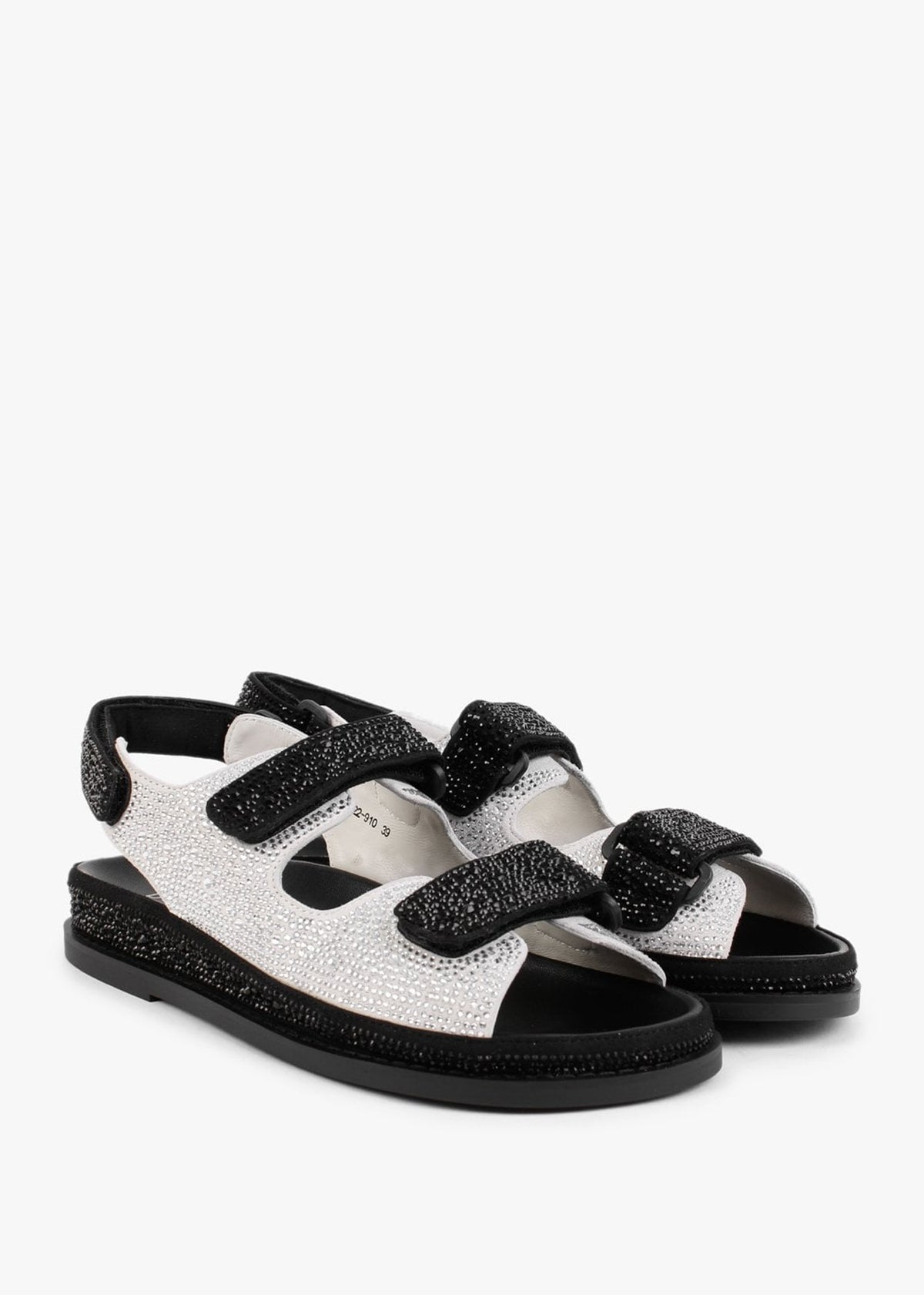 Sissy Black & White Diamante Embellished Sandals