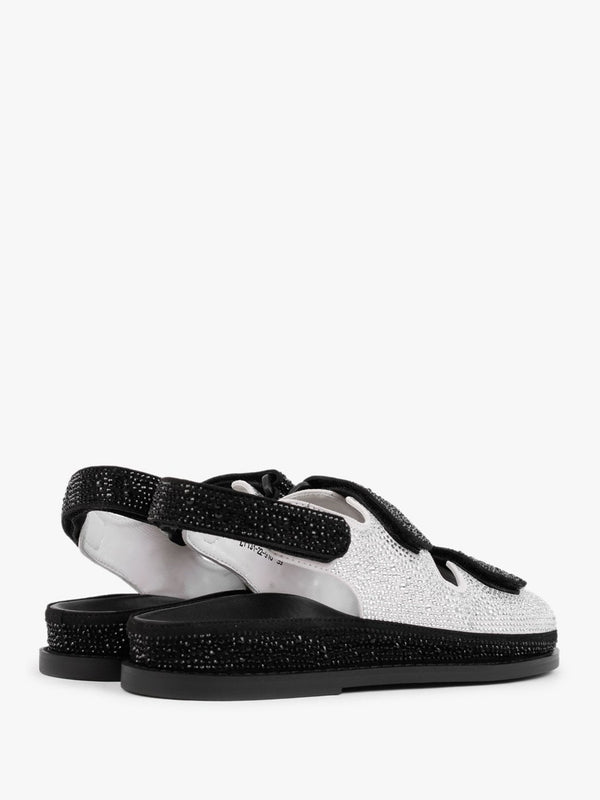 Sissy Black & White Diamante Embellished Sandals