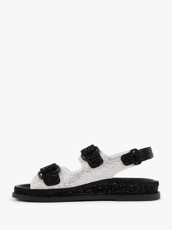 Sissy Black & White Diamante Embellished Sandals
