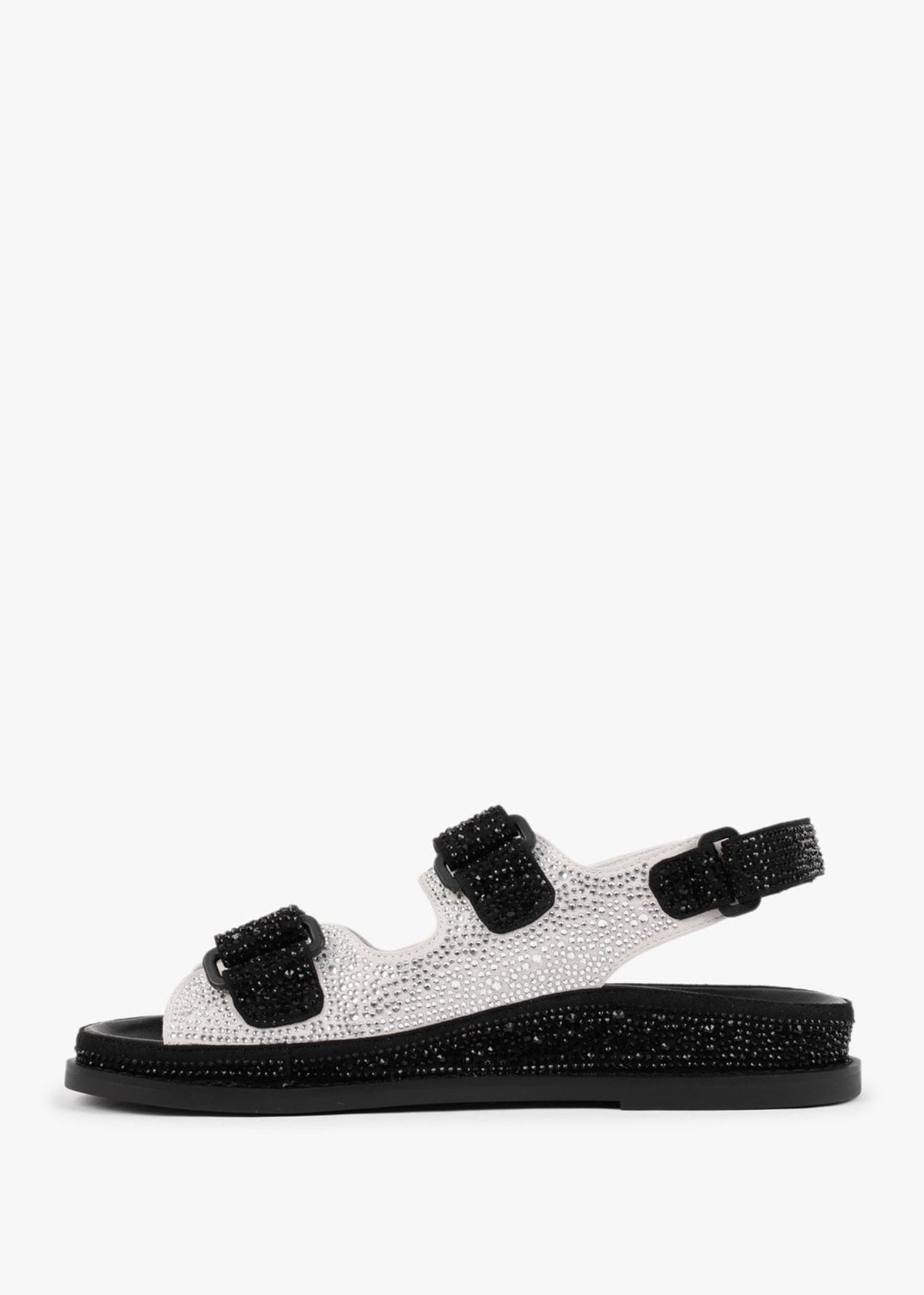Sissy Black & White Diamante Embellished Sandals