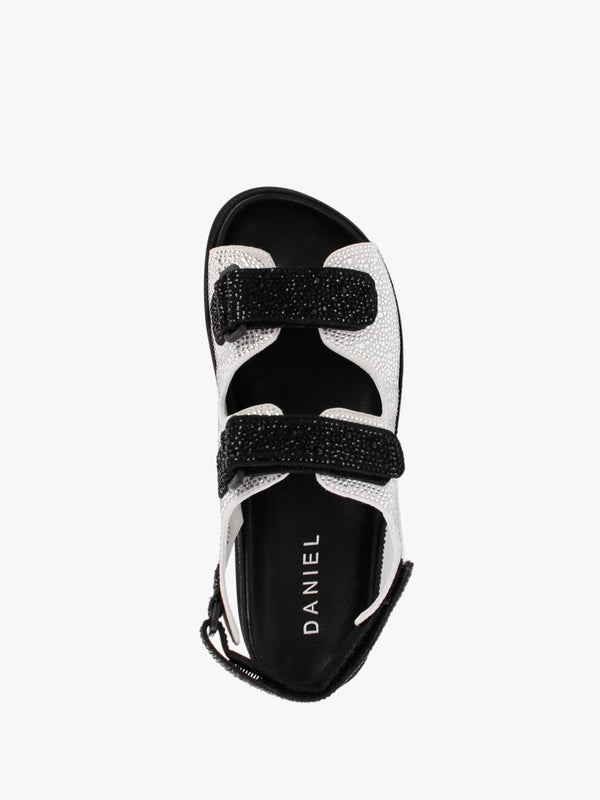 Sissy Black & White Diamante Embellished Sandals