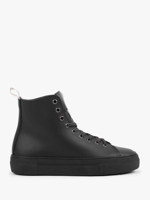 Black Leather Lace Up Ankle Boots