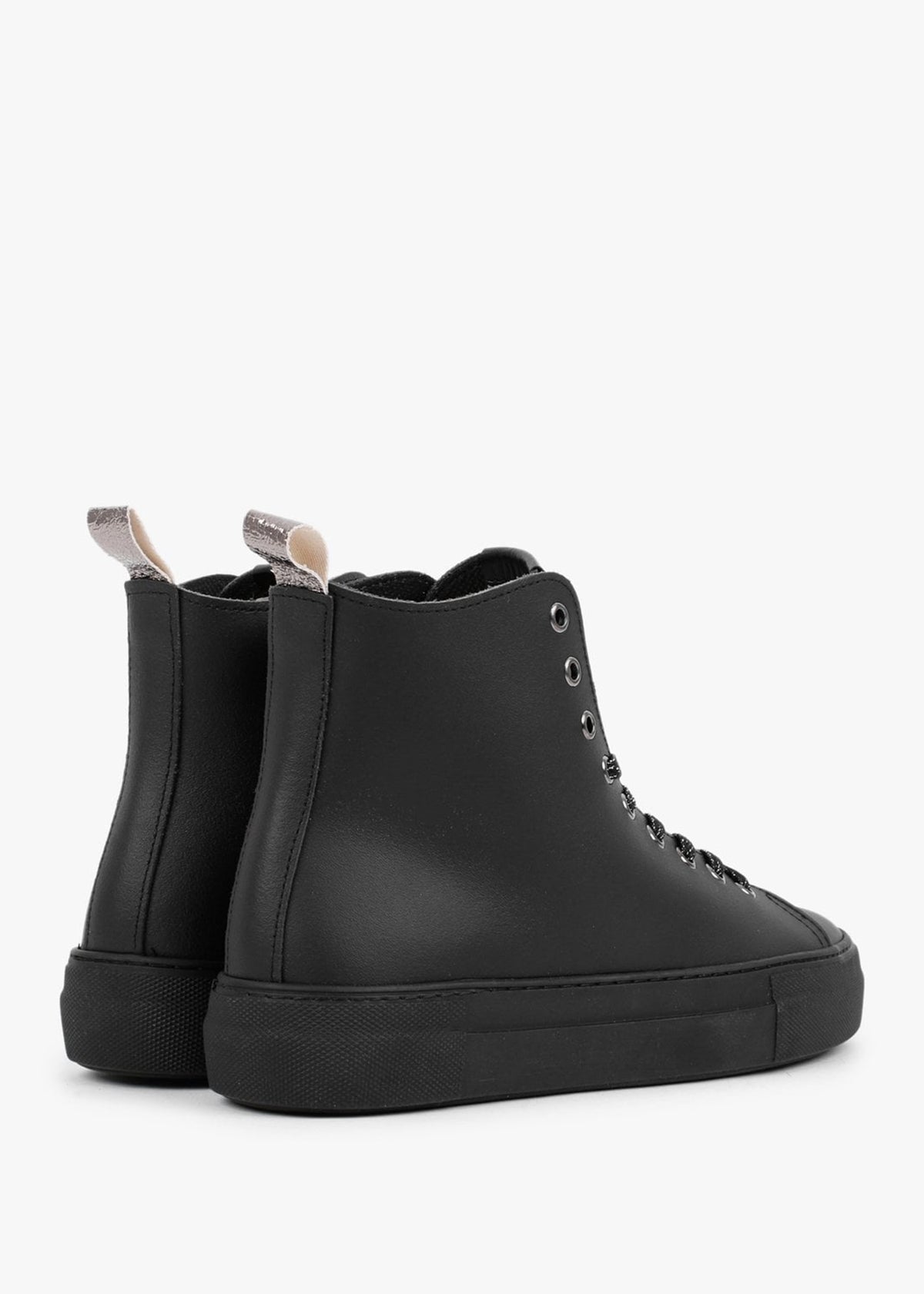 Black Leather Lace Up Ankle Boots