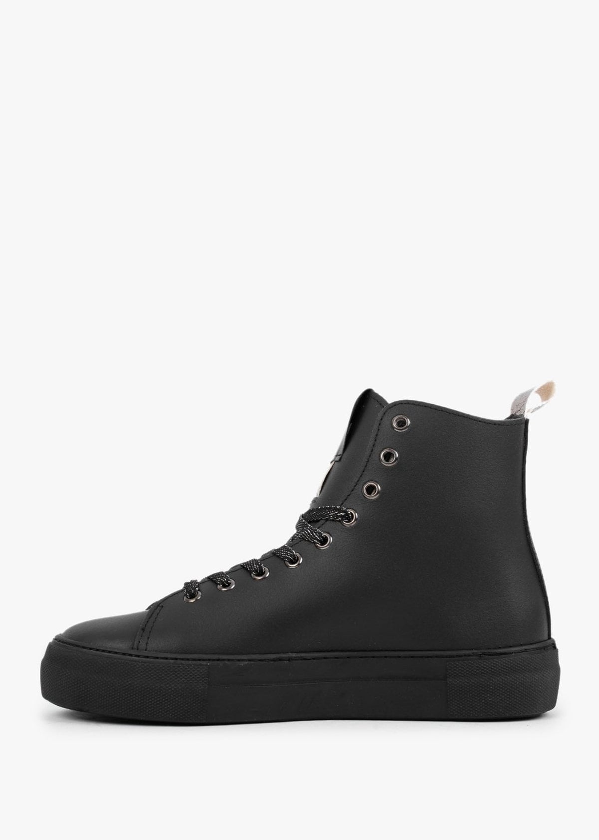 Black Leather Lace Up Ankle Boots