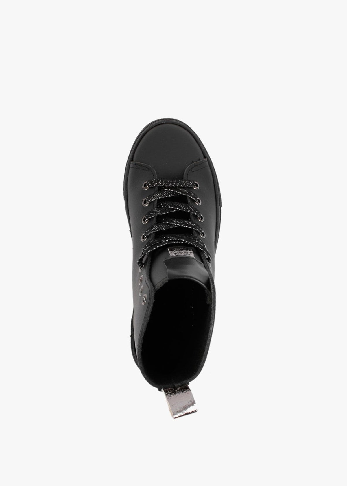 Black Leather Lace Up Ankle Boots