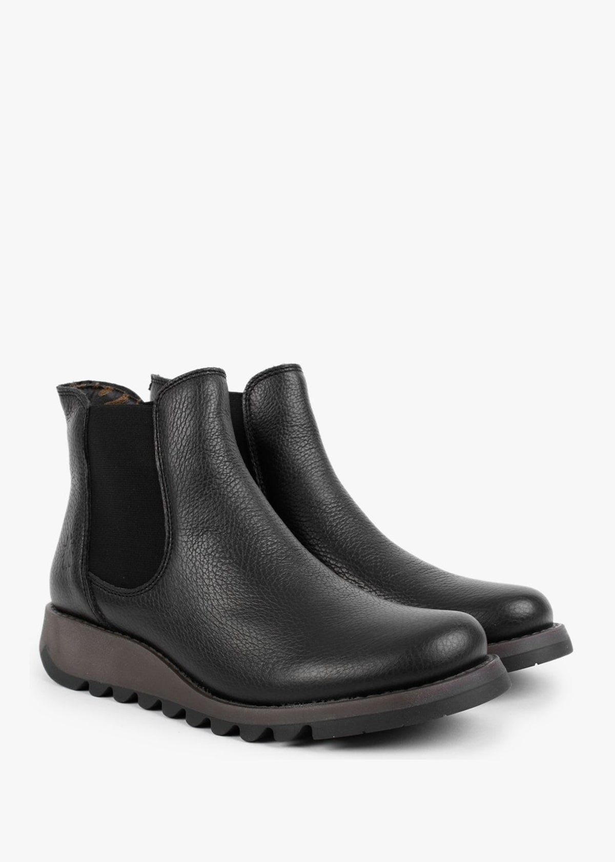 Salv Black Pebbled Leather Wedge Chelsea Boots