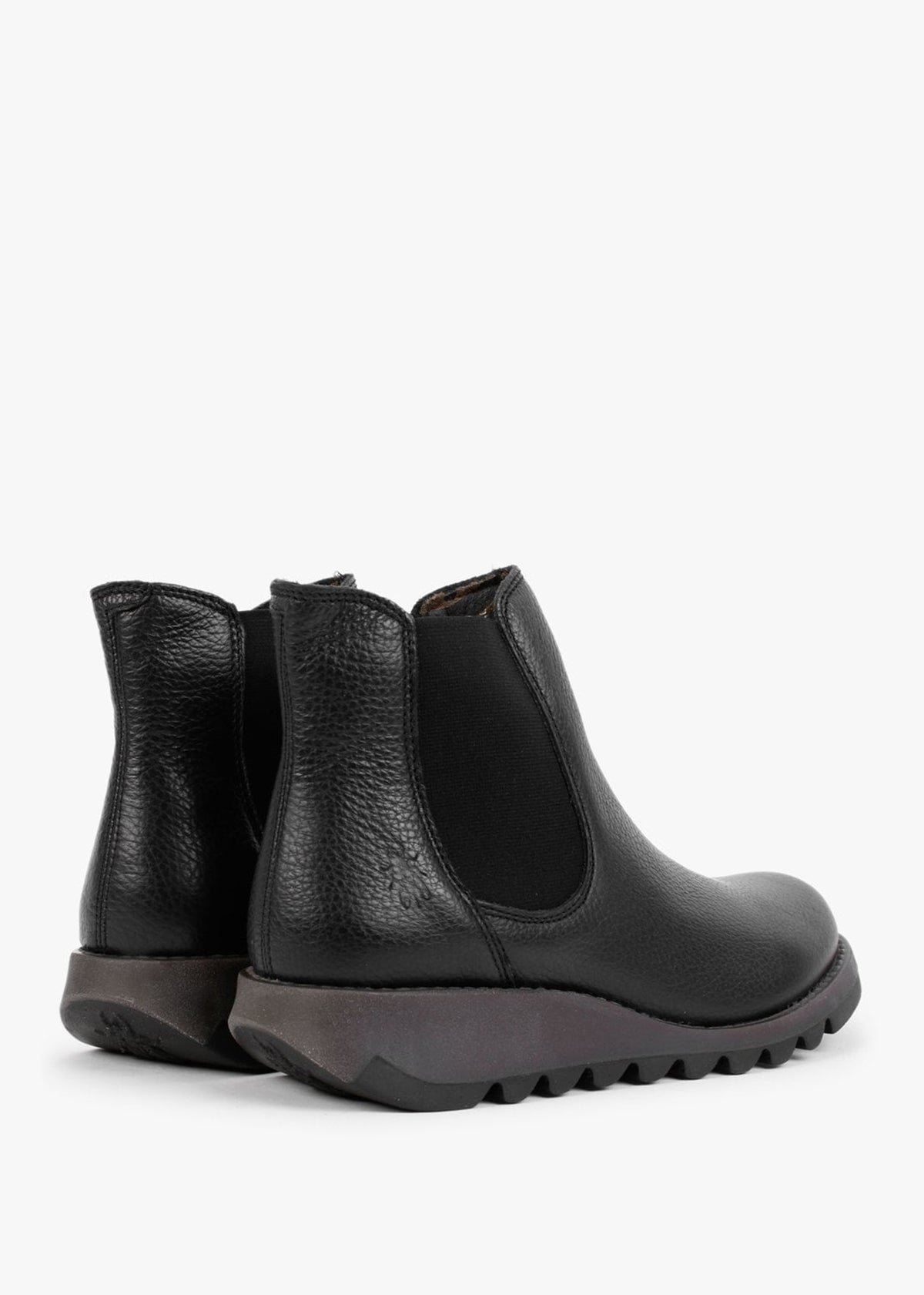 Salv Black Pebbled Leather Wedge Chelsea Boots