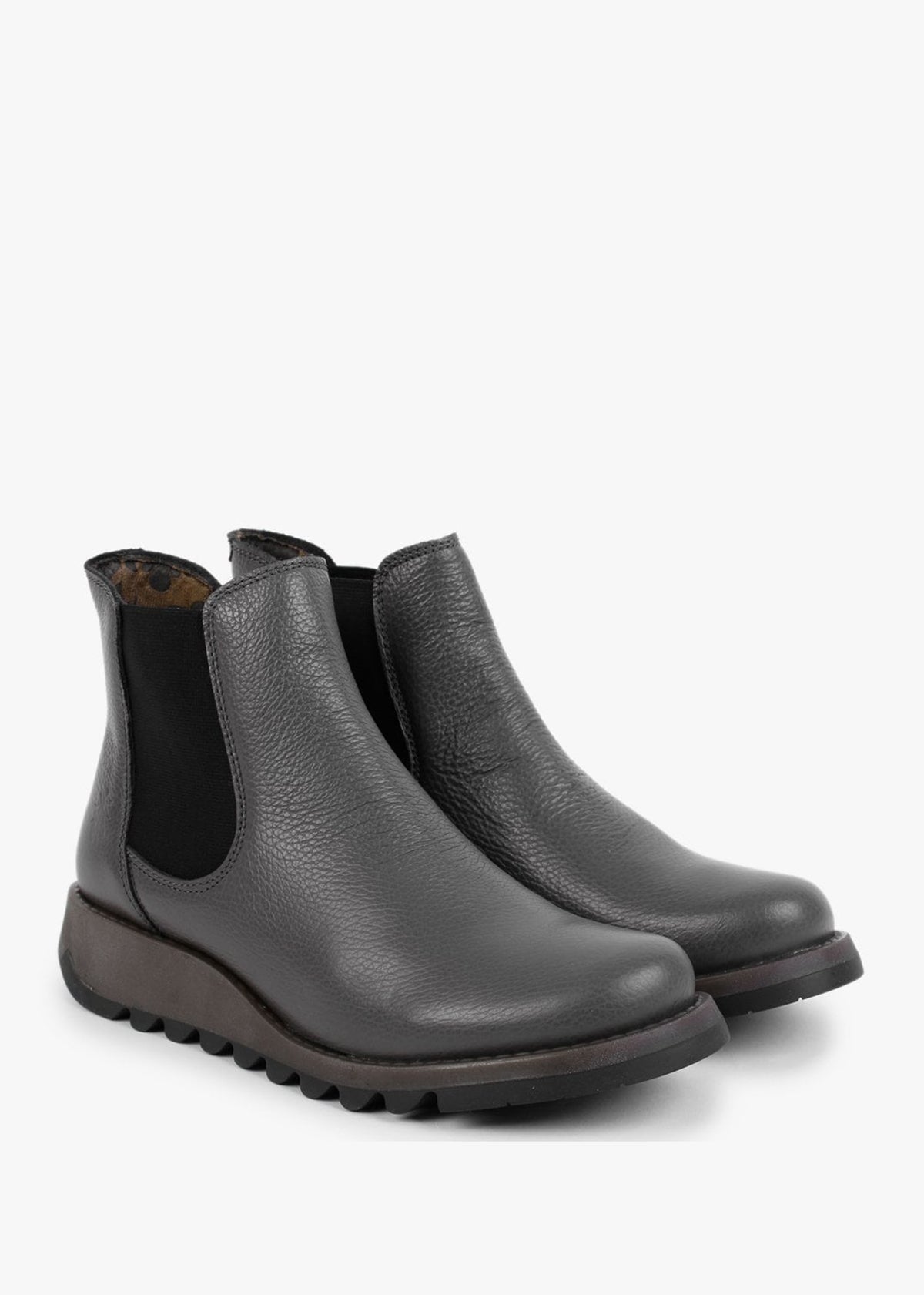 Salv Grey Pebbled Leather Wedge Chelsea Boots