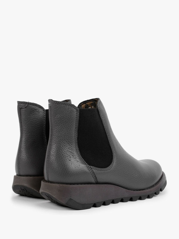 Salv Grey Pebbled Leather Wedge Chelsea Boots