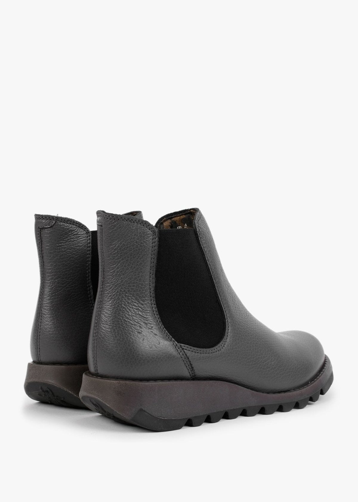 Salv Grey Pebbled Leather Wedge Chelsea Boots