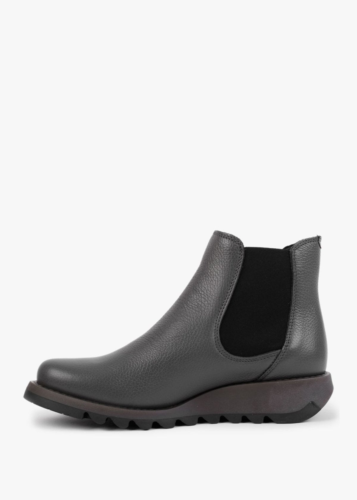 Salv Grey Pebbled Leather Wedge Chelsea Boots