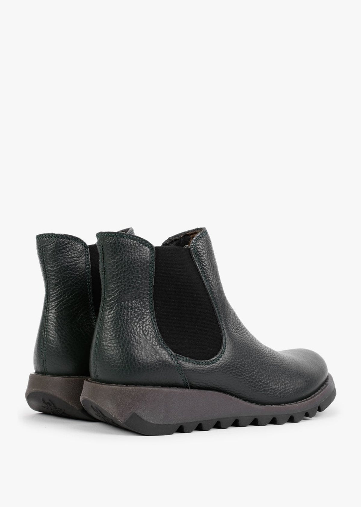 Salv Khaki Pebbled Leather Wedge Chelsea Boots