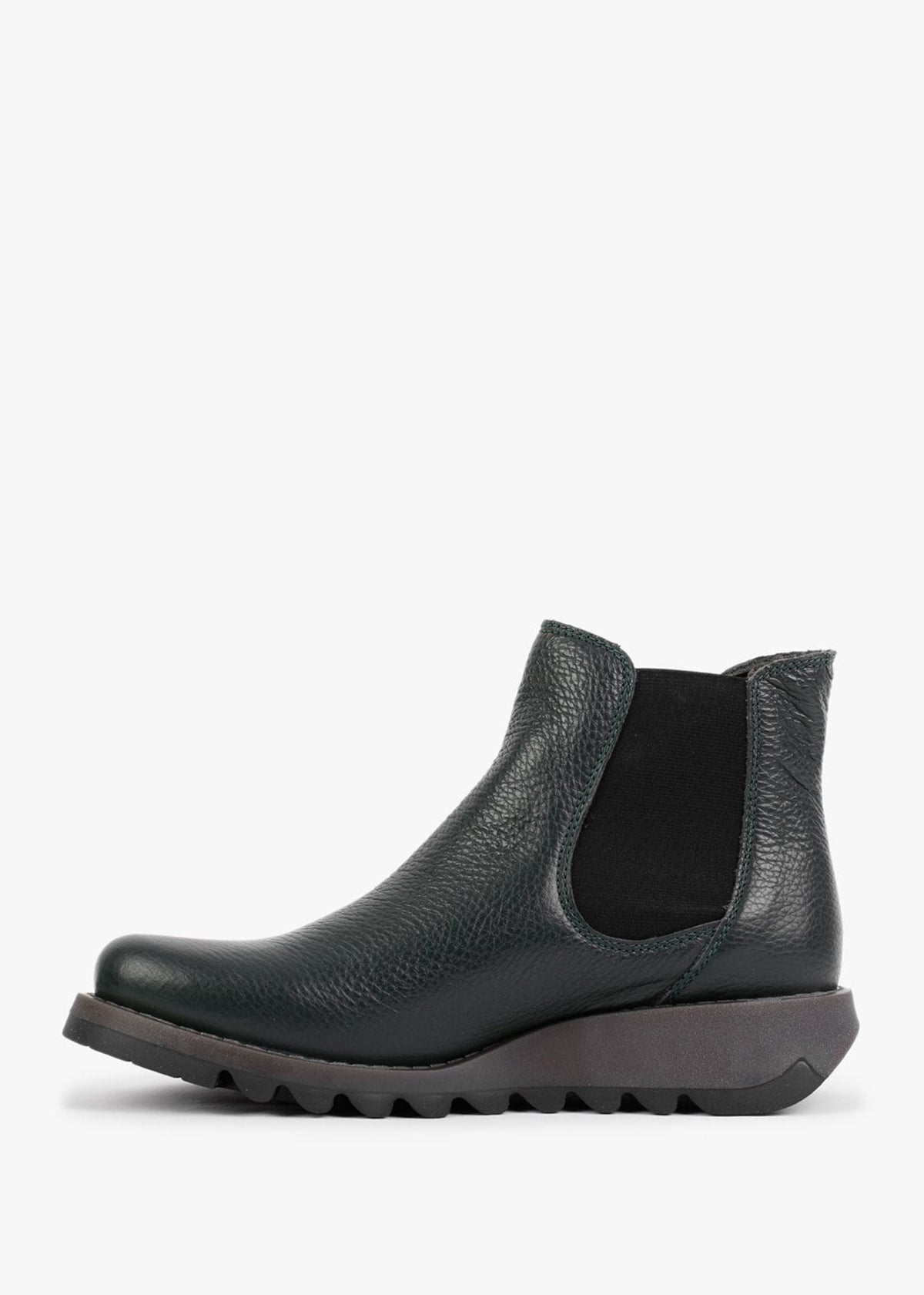 Salv Khaki Pebbled Leather Wedge Chelsea Boots