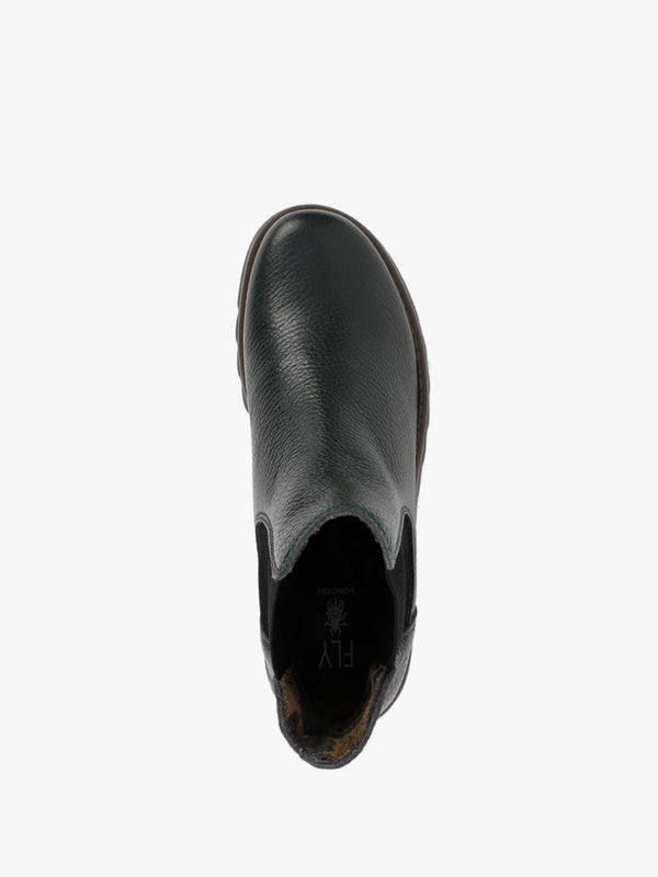 Salv Khaki Pebbled Leather Wedge Chelsea Boots