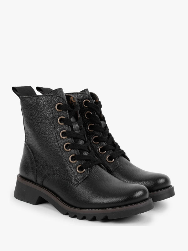 Ragi Black Pebbled Leather Ankle Boots