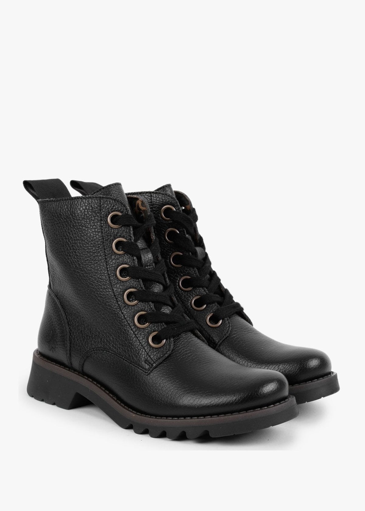 Ragi Black Pebbled Leather Ankle Boots