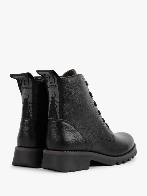 Ragi Black Pebbled Leather Ankle Boots