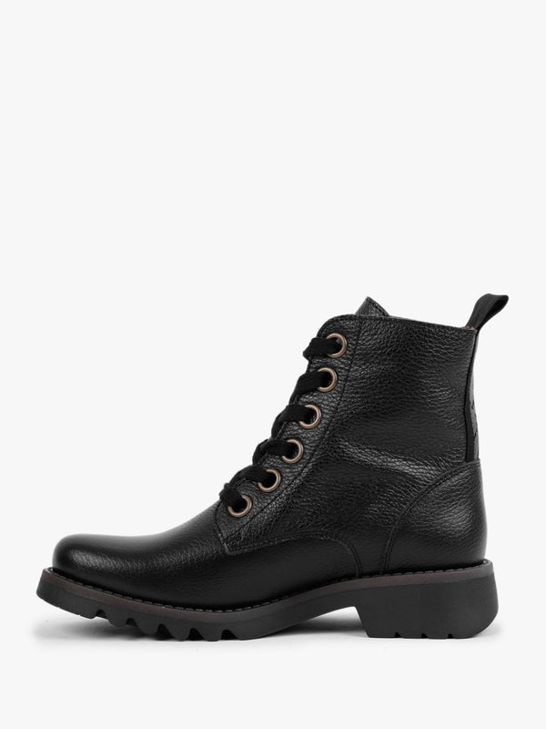 Ragi Black Pebbled Leather Ankle Boots