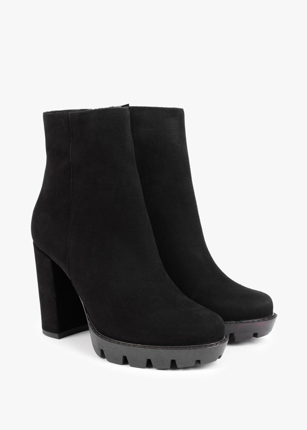 Ablock Black Suede Tractor Sole Ankle Boots