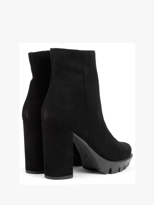 Ablock Black Suede Tractor Sole Ankle Boots