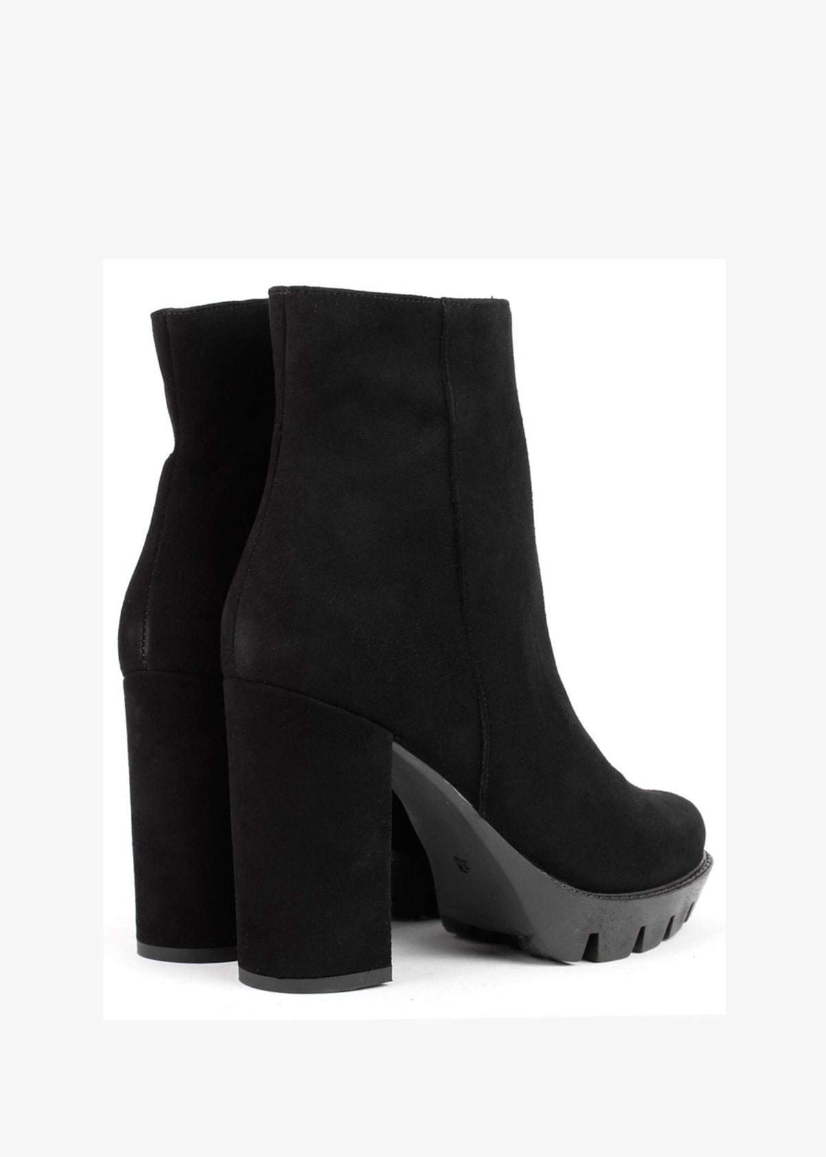Ablock Black Suede Tractor Sole Ankle Boots