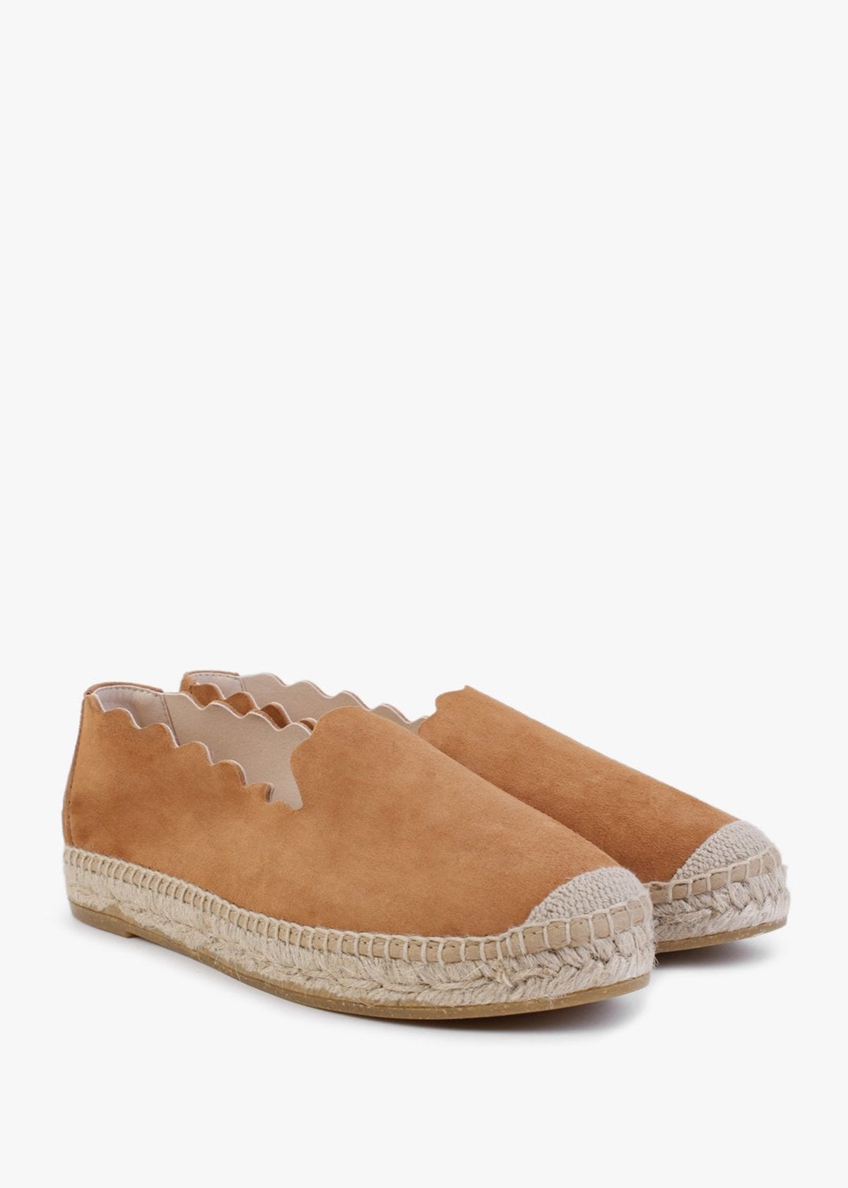 Kora Tan Suede Scalloped Espadrilles