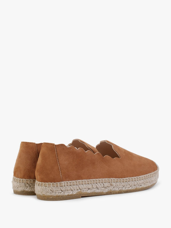Kora Tan Suede Scalloped Espadrilles