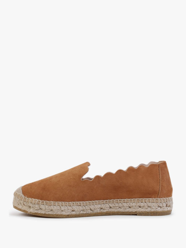 Kora Tan Suede Scalloped Espadrilles