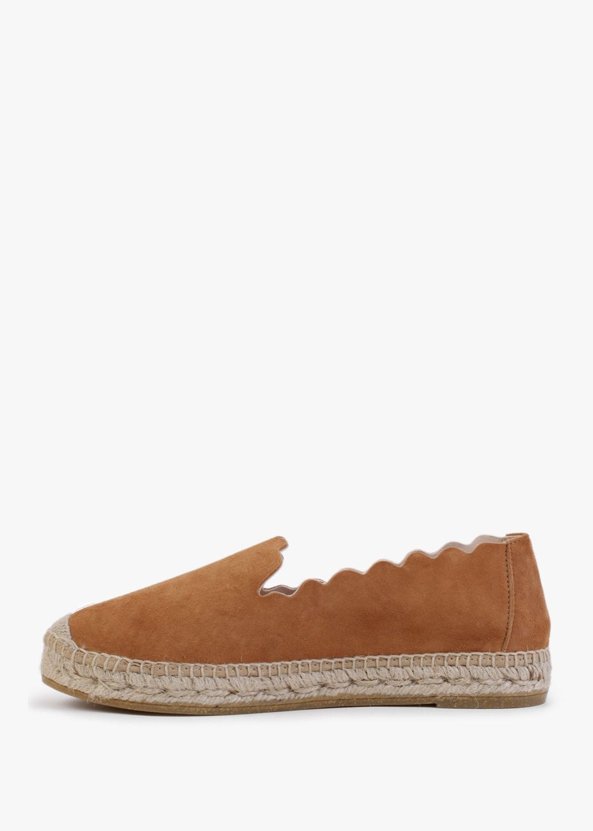 Kora Tan Suede Scalloped Espadrilles