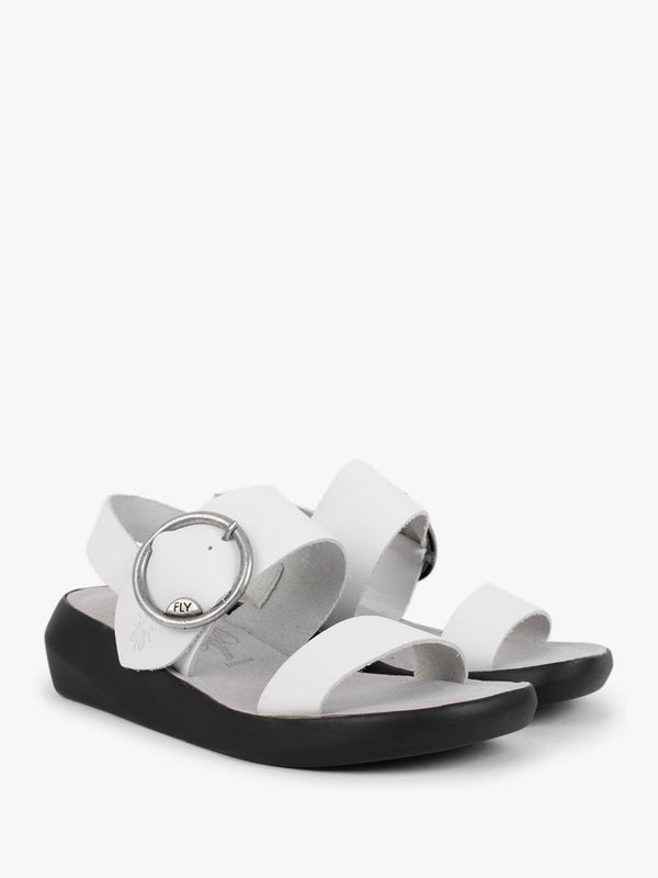 Bani Off White Leather Big Buckle Sandals
