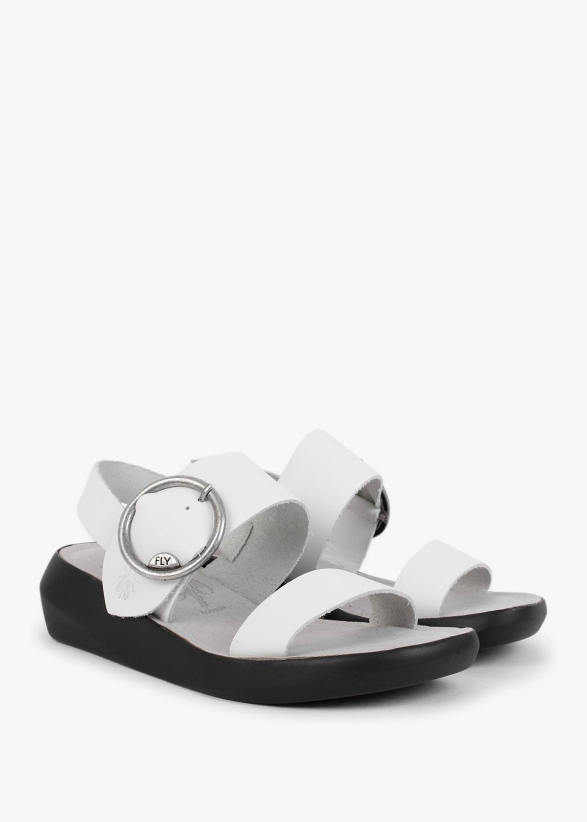 Bani Off White Leather Big Buckle Sandals
