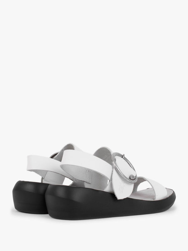 Bani Off White Leather Big Buckle Sandals