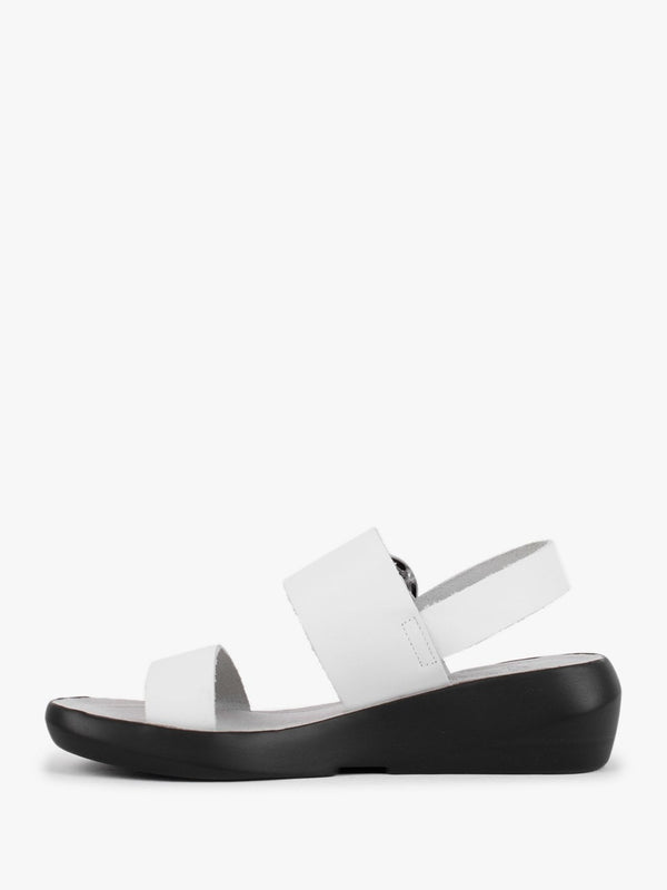 Bani Off White Leather Big Buckle Sandals