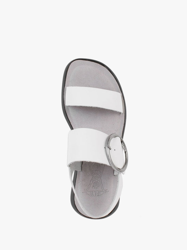 Bani Off White Leather Big Buckle Sandals