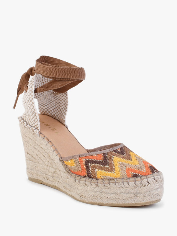 Marken Orange Multicoloured Zig Zag Wedge Espadrilles