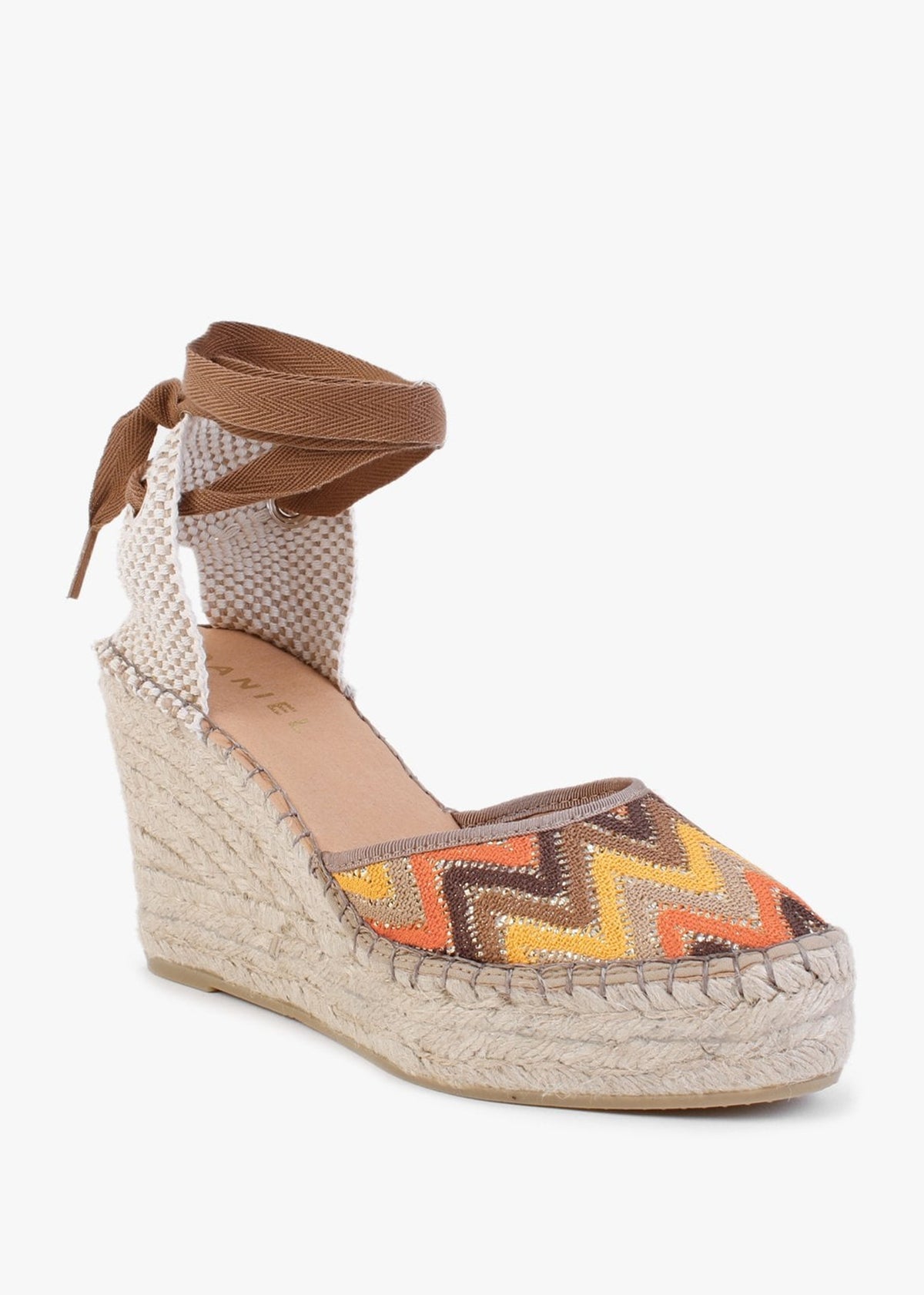 Marken Orange Multicoloured Zig Zag Wedge Espadrilles