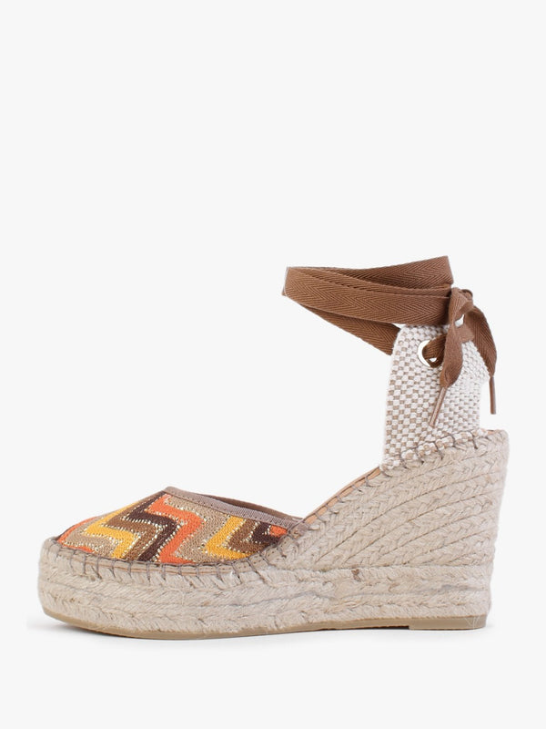 Marken Orange Multicoloured Zig Zag Wedge Espadrilles