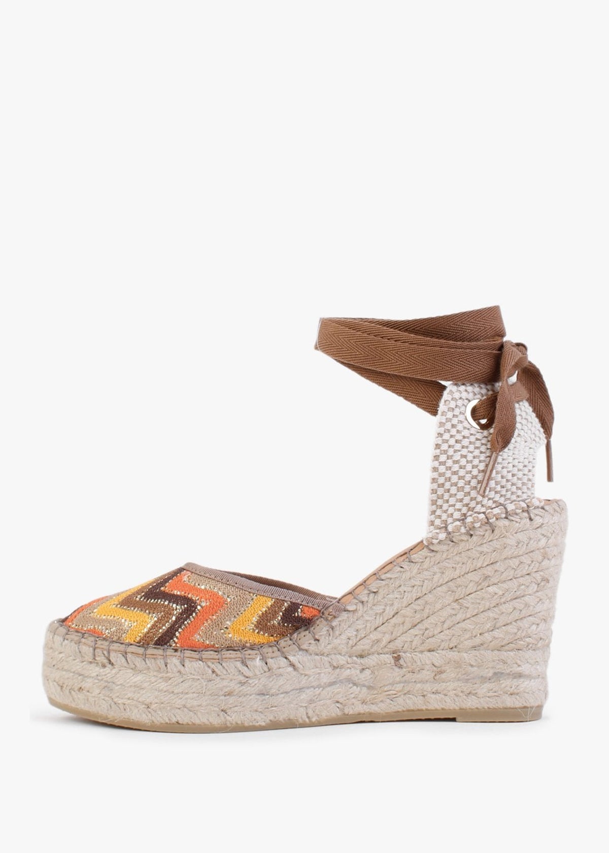 Marken Orange Multicoloured Zig Zag Wedge Espadrilles