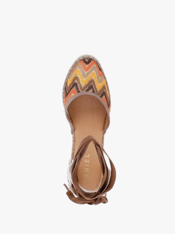 Marken Orange Multicoloured Zig Zag Wedge Espadrilles