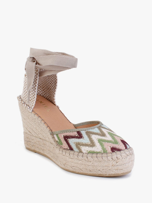 Marken Blue Multicoloured Zig Zag Wedge Espadrilles