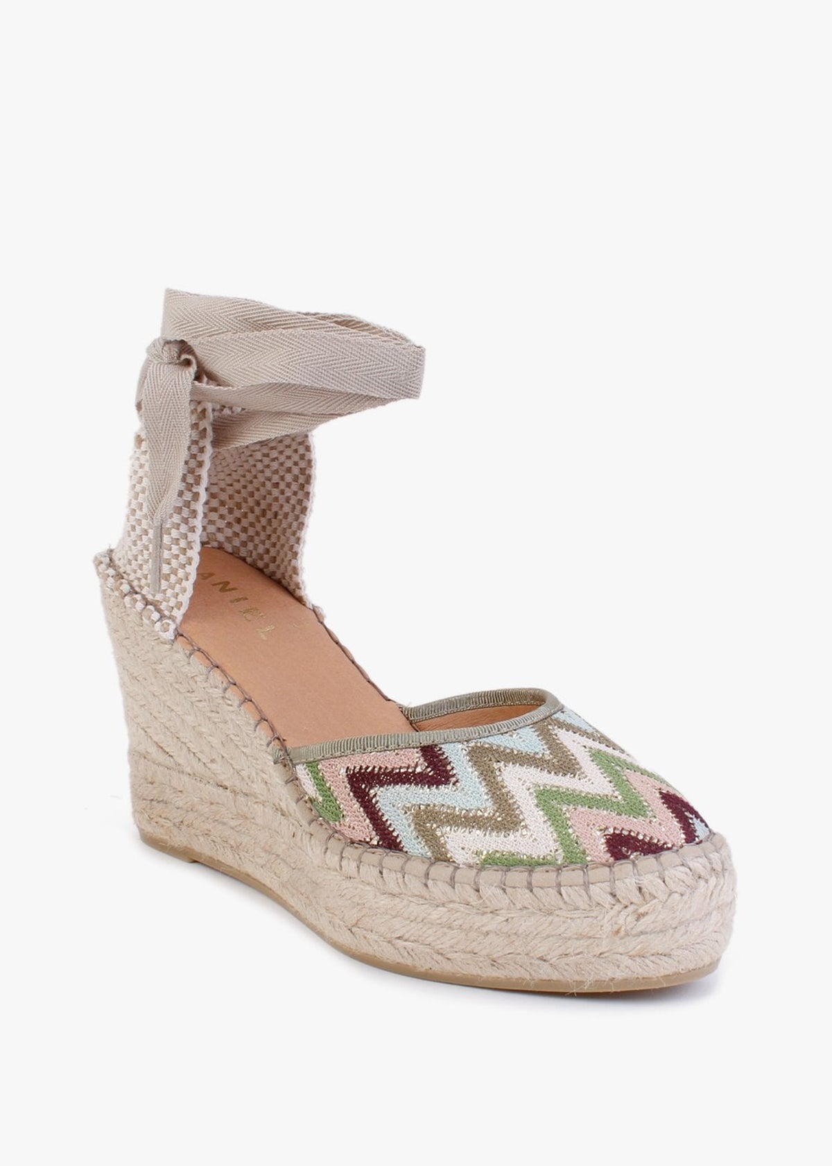 Marken Blue Multicoloured Zig Zag Wedge Espadrilles