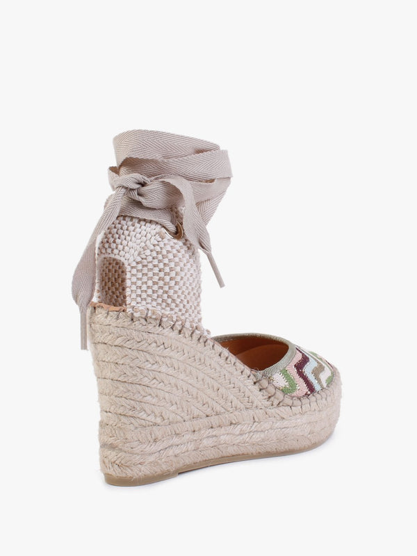 Marken Blue Multicoloured Zig Zag Wedge Espadrilles