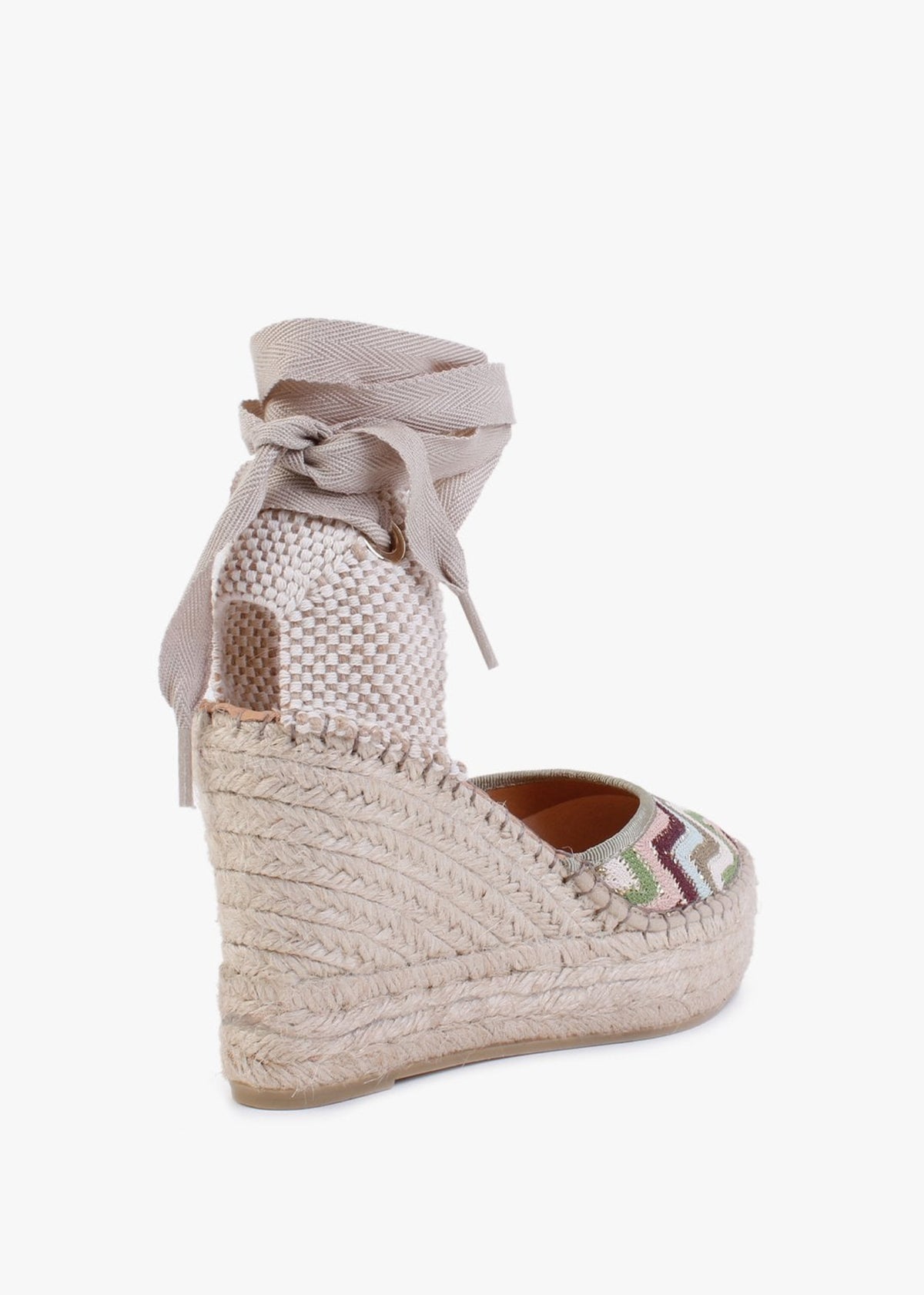 Marken Blue Multicoloured Zig Zag Wedge Espadrilles