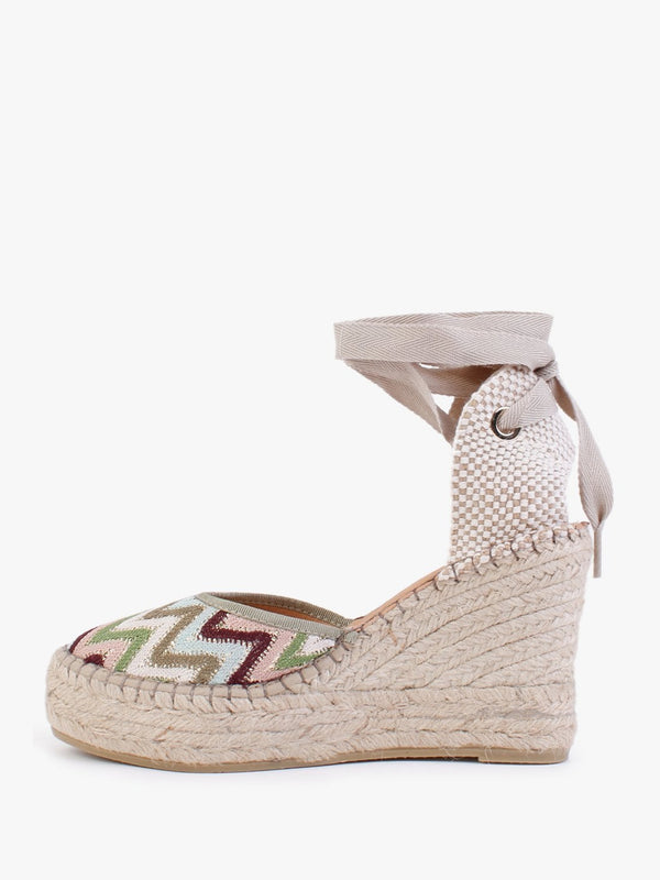 Marken Blue Multicoloured Zig Zag Wedge Espadrilles