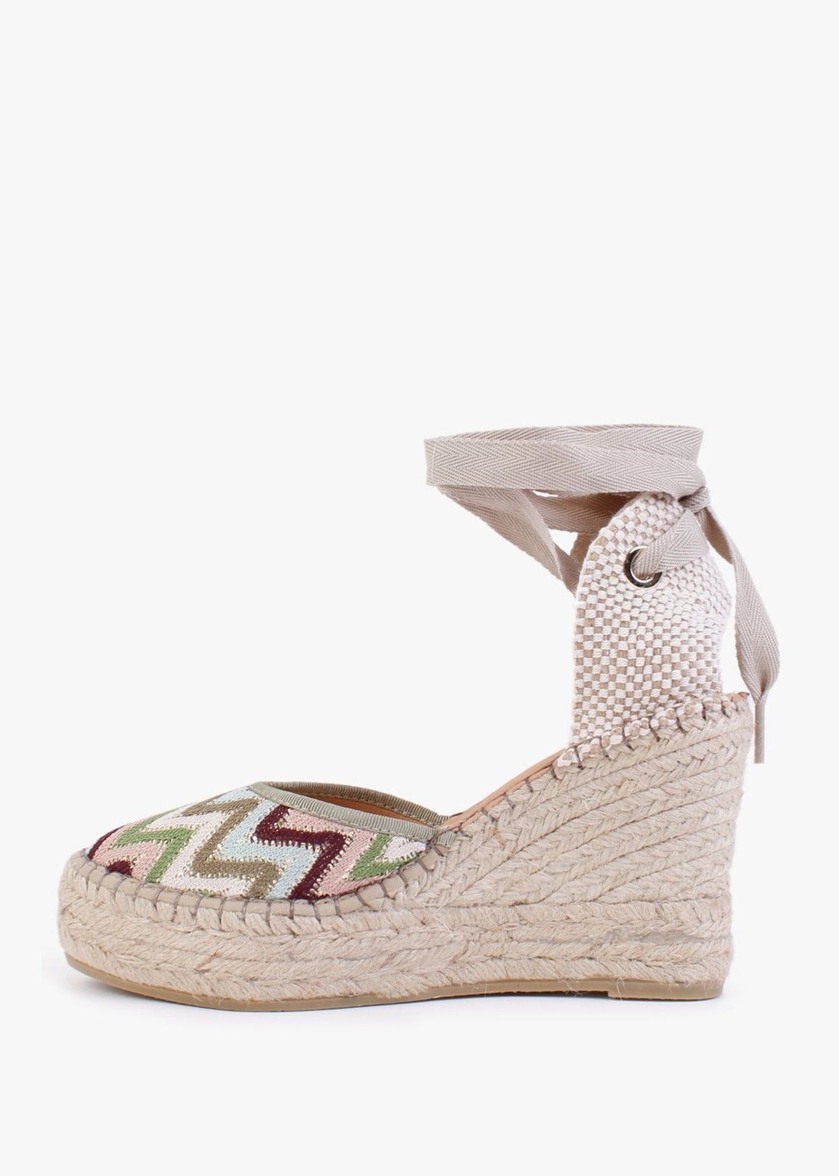 Marken Blue Multicoloured Zig Zag Wedge Espadrilles